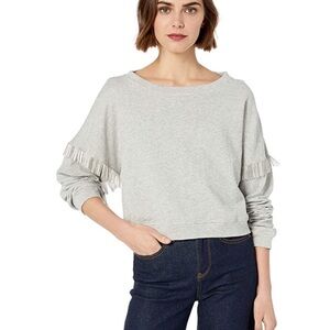 Blank NYC Gray Beaded Fringe Sweatshirt